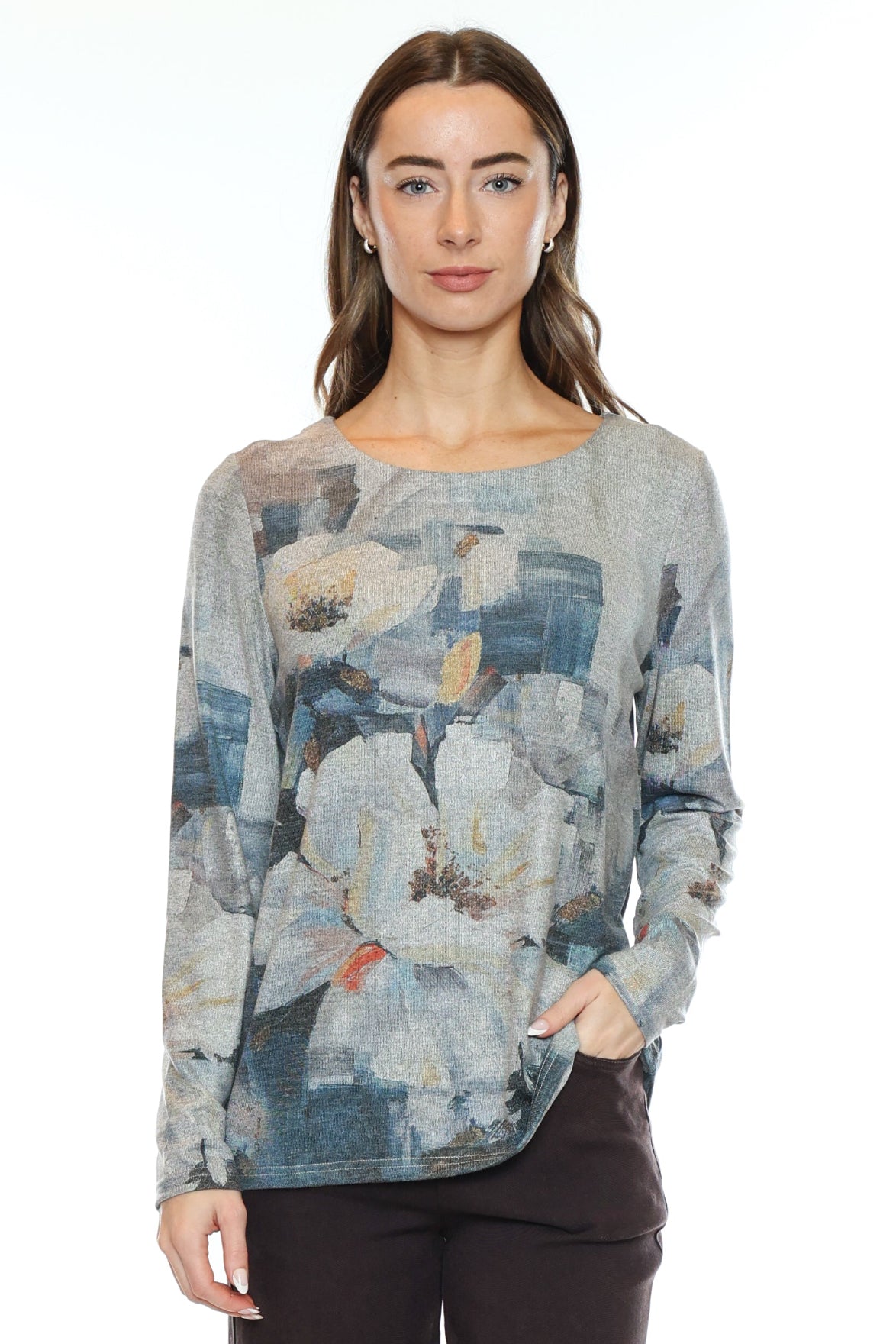 Soft Knit Printed Long Sleeve Top