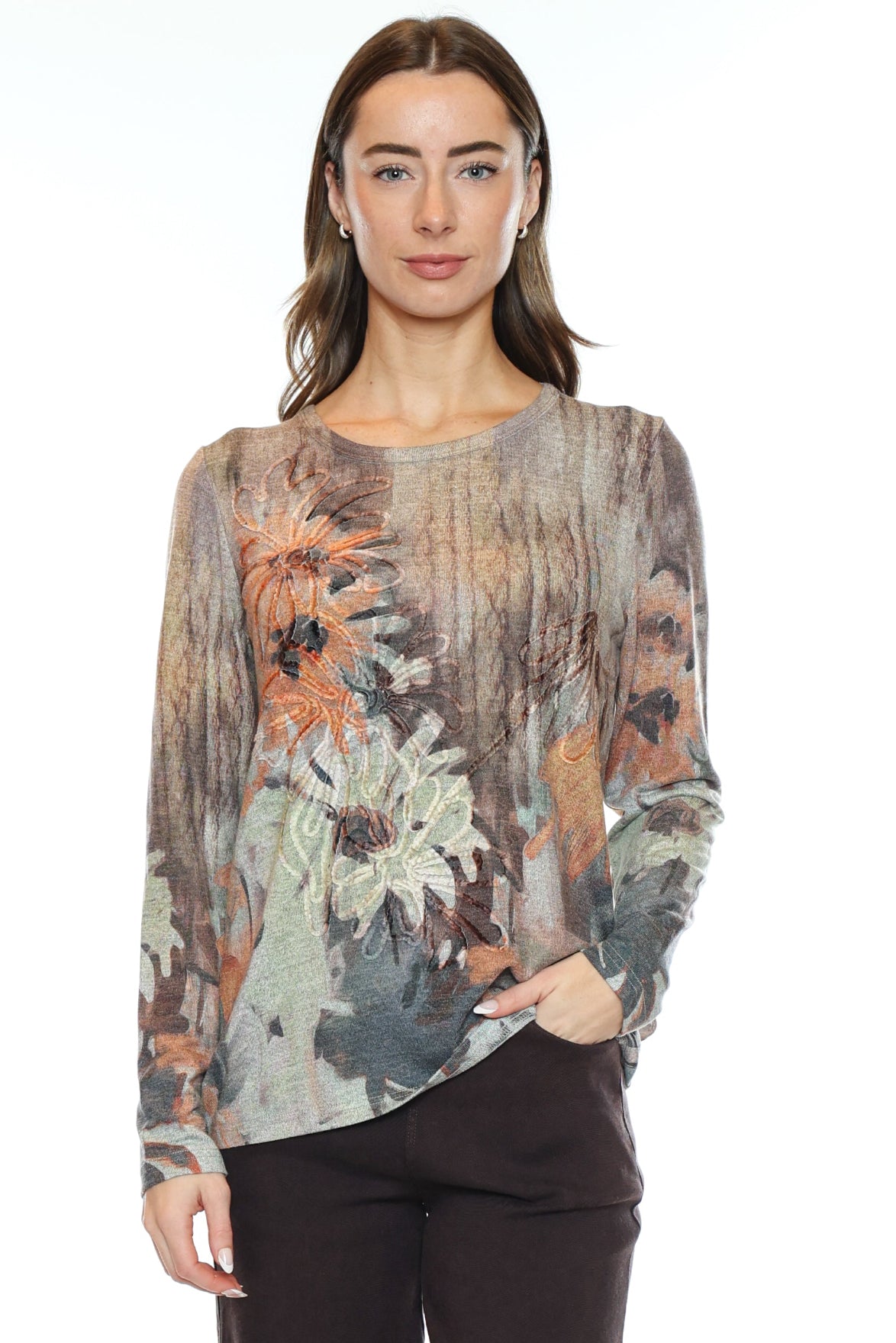 Artistic Floral Long Sleeve Top