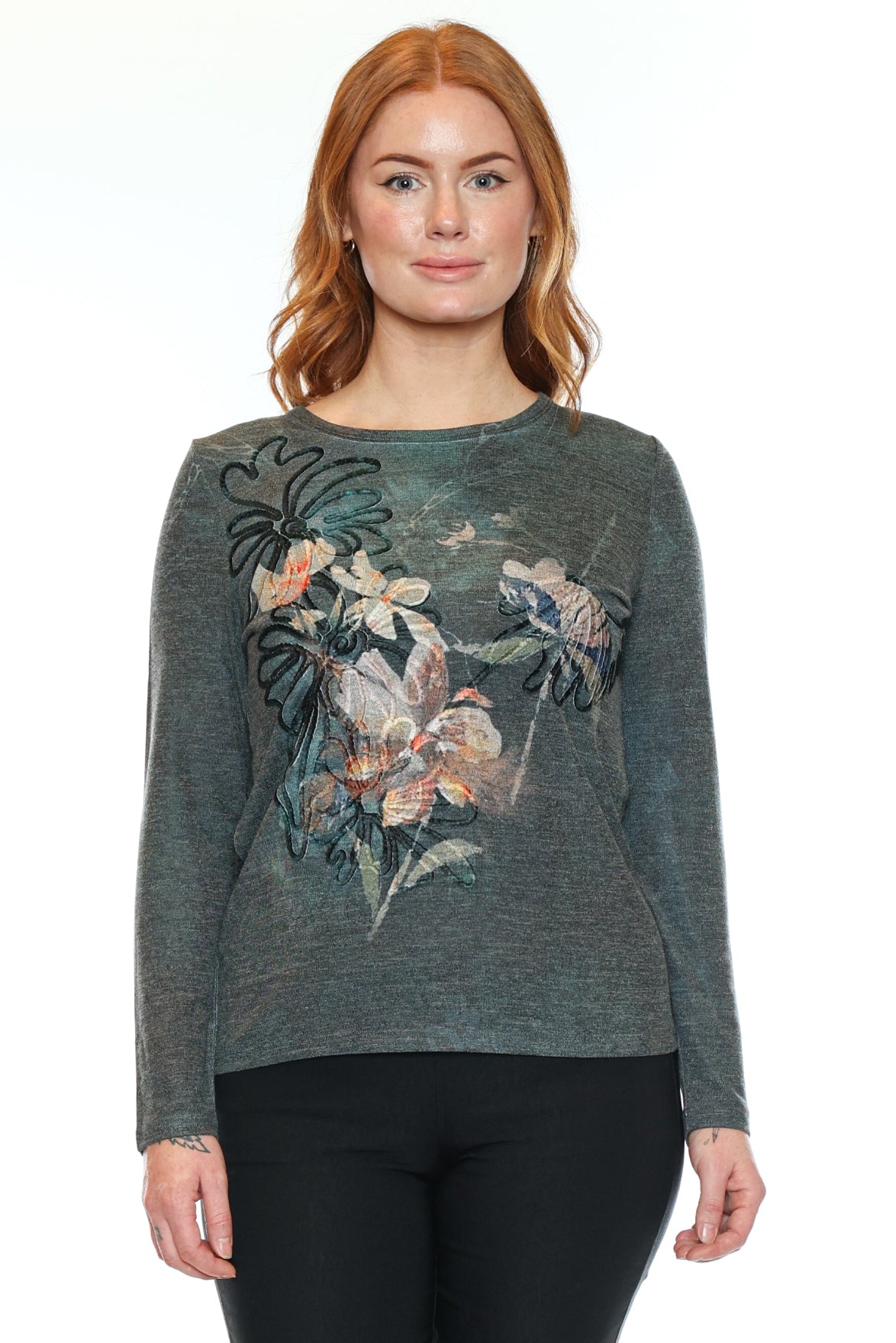 Artistic Floral Long Sleeve Top
