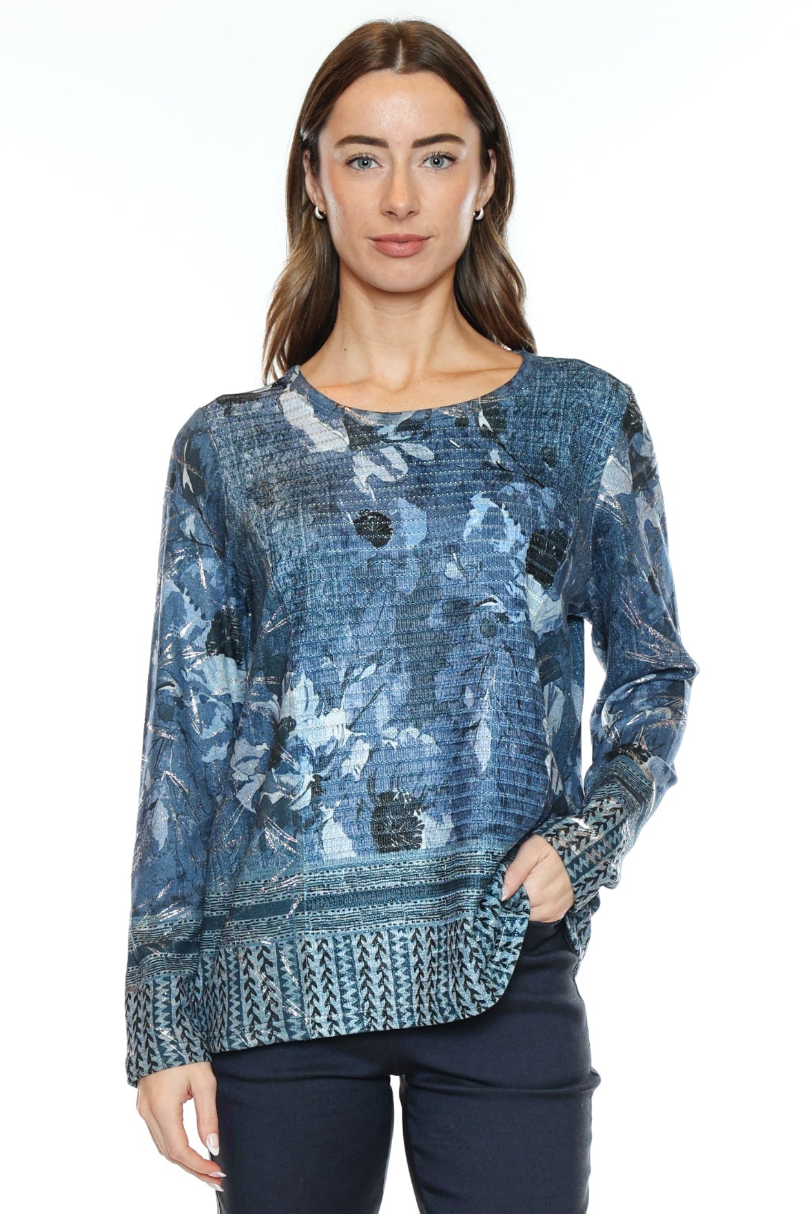 Artistic Print Long Sleeve Top