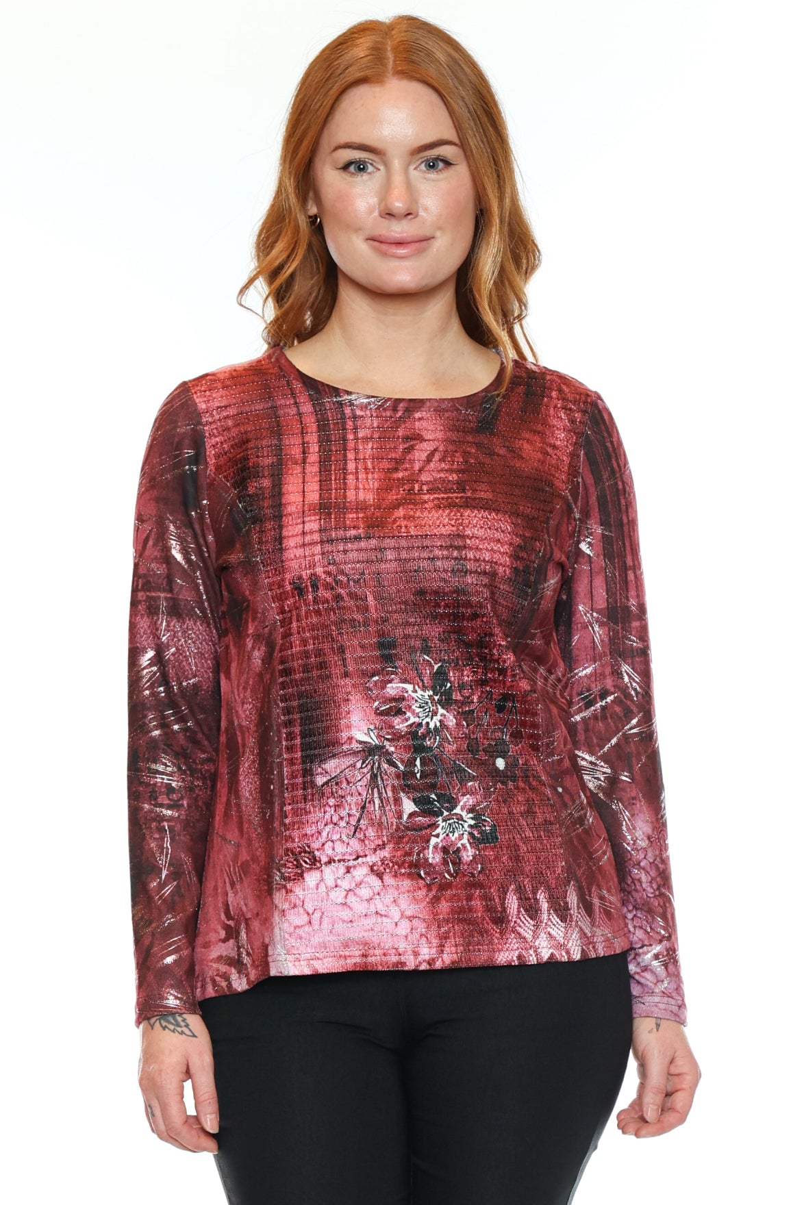 Artistic Print Long Sleeve Top