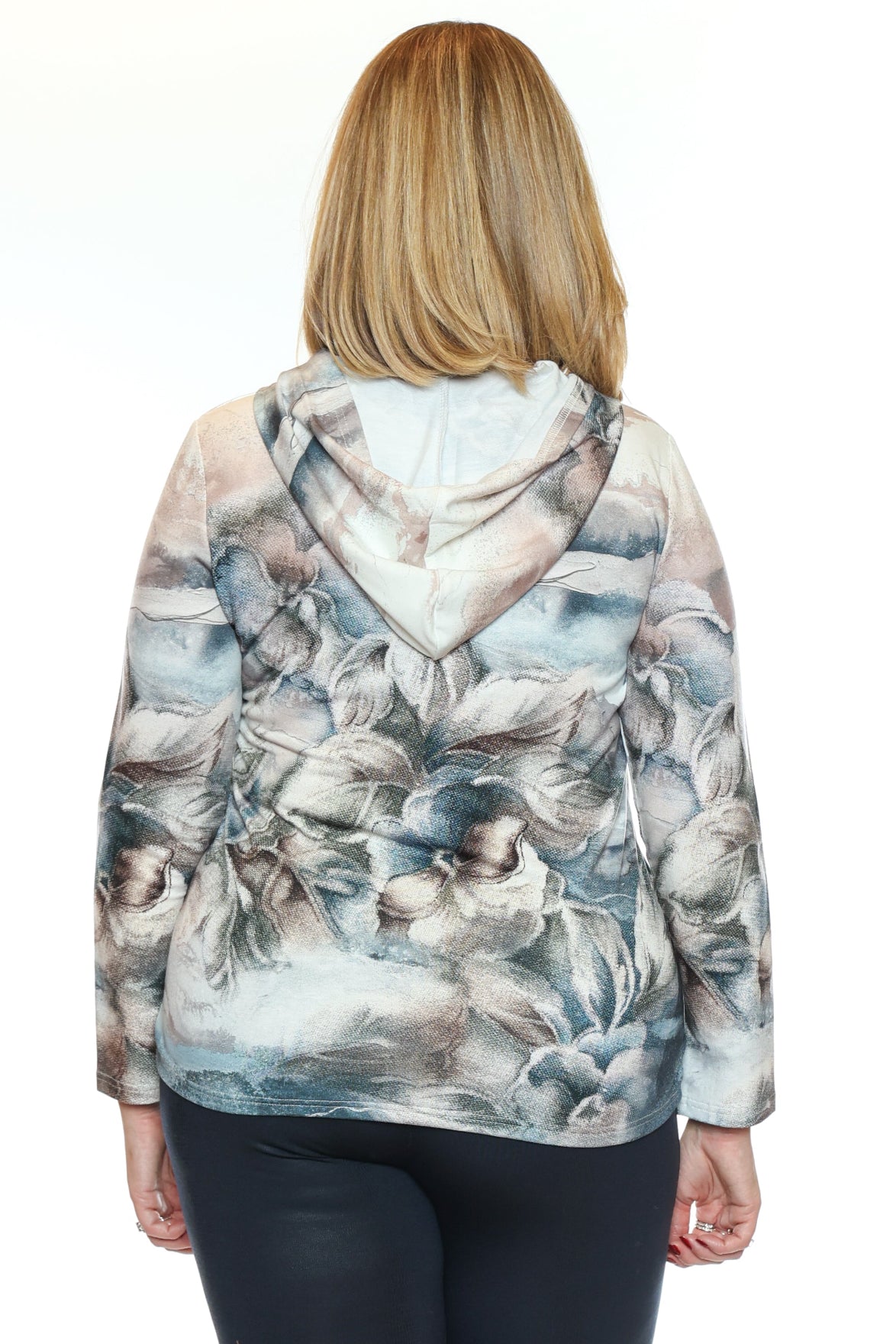 Floral Print Zip-Up Hoodie