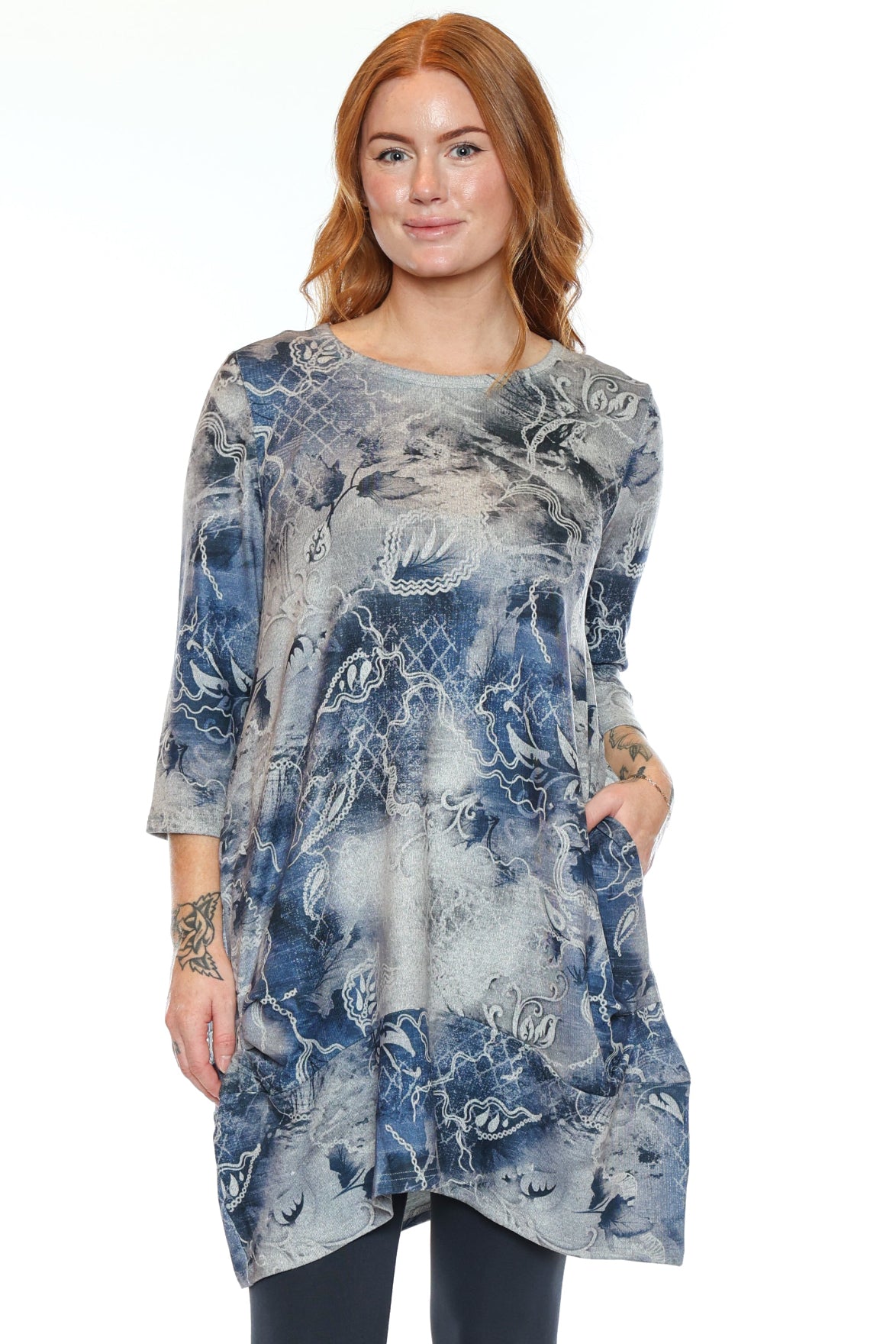Floral Elegance Printed Pocket Tunic