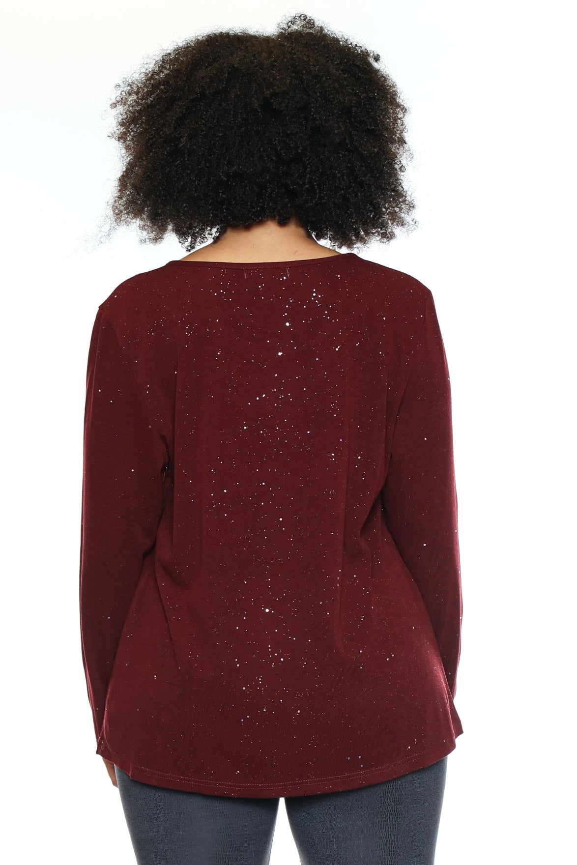 Sparkle Stud Detail Long Sleeve Top