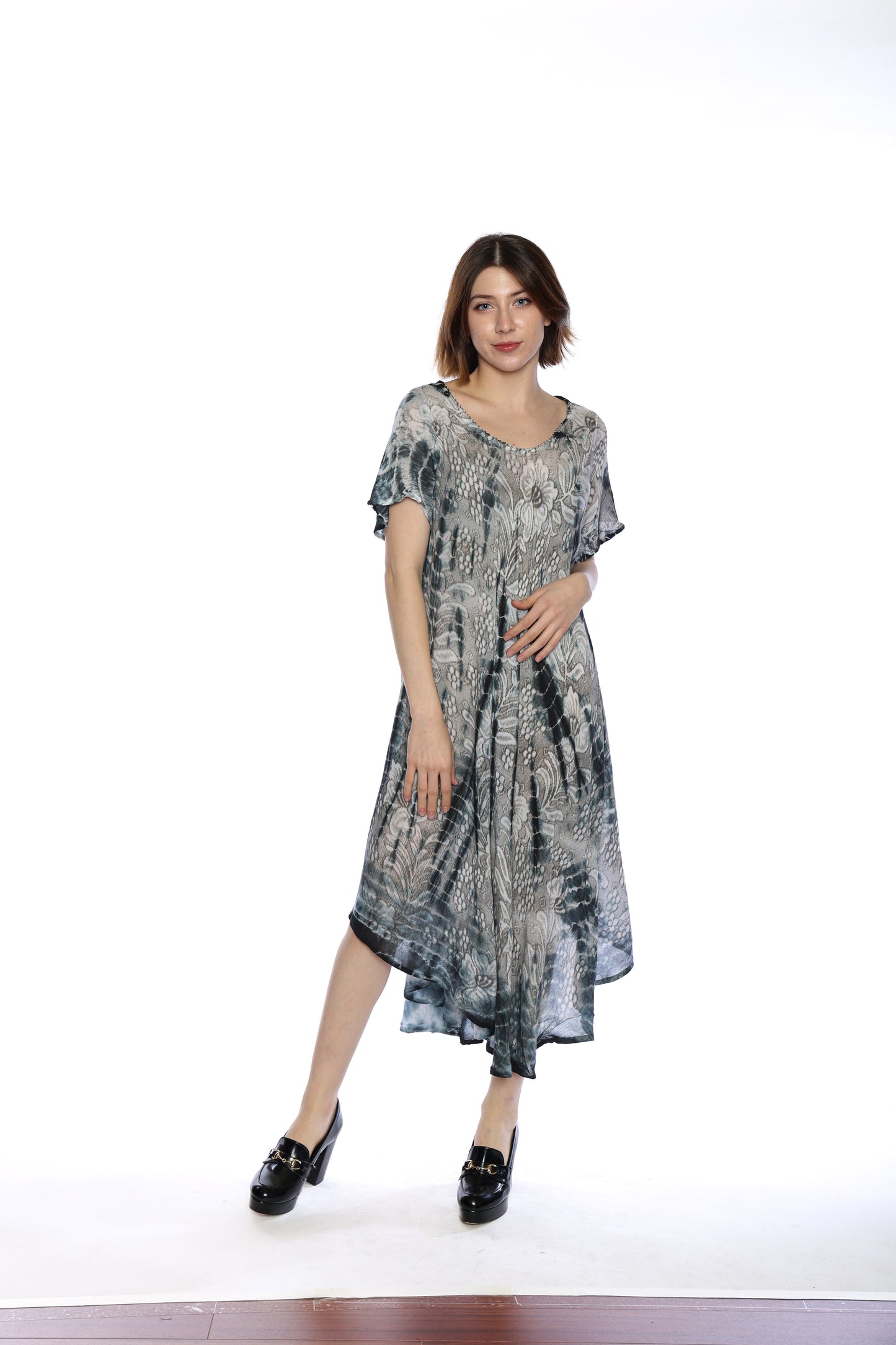 Rayon Umbrella Dress with Sleeves